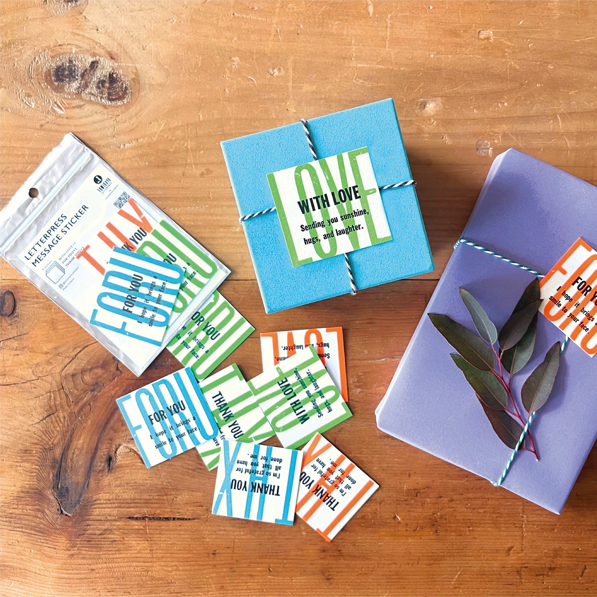 Letterpress message stickers
